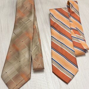 Calvin Klein Orange and Tan Striped Tie Set